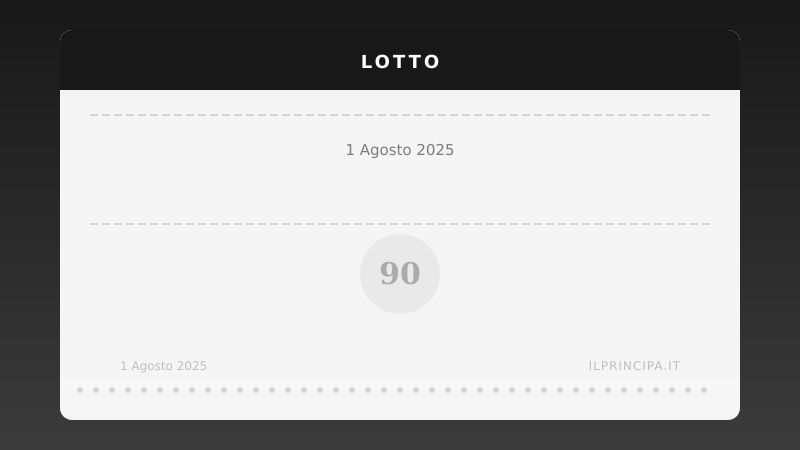 Lotto, estrazione del 01/08/2025: i numeri vincenti ruota per ruota