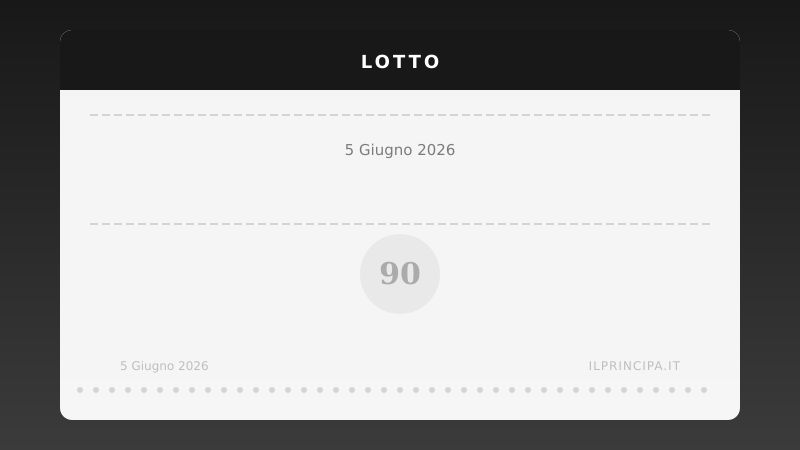 Lotto, estrazione del 5 giugno 2026: i numeri vincenti ruota per ruota